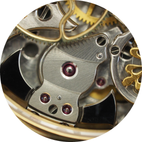 Close-up of watch gears
